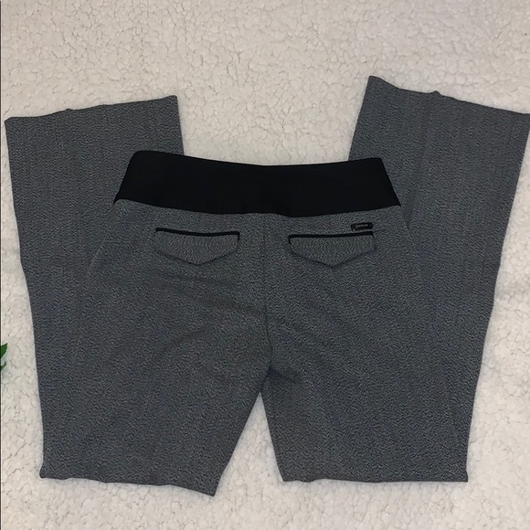 Express Editor Bootcut Flare Dress Pants Gray with Black Waistband Womens Size 0 - Picture 2 of 6